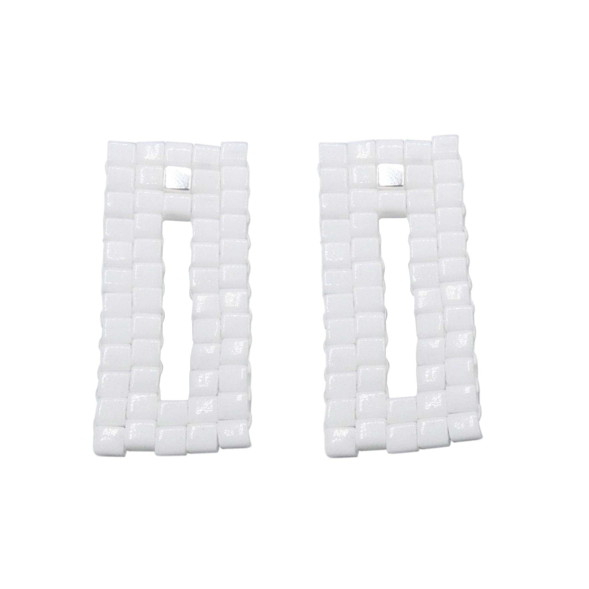 White Glass Bead and Silver Nwene Drop Earrings